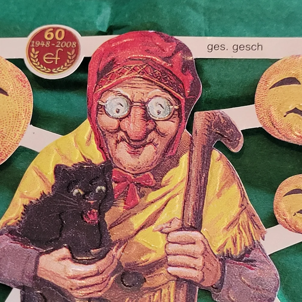 Germany Die Cut Halloween Cut-Outs Old Woman Witch Jack-O-Lantern Pumpkin FINAL